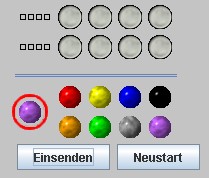 Anzeige der gewhlten Farbe